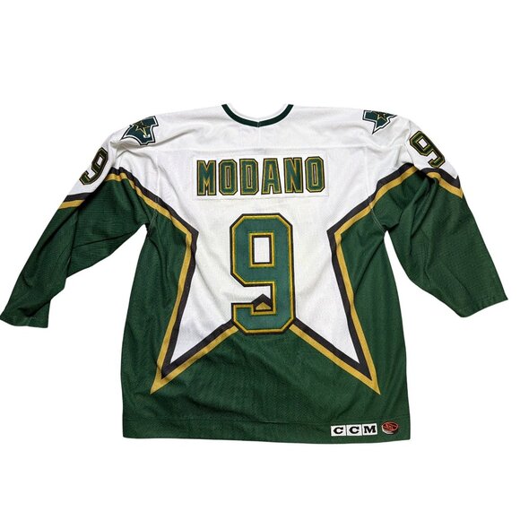 VINTAGE-2XL MIKE MODANO DALLAS STARS ROAD/WHT NHL LICENSED CCM HOCKEY JERSEY - Picture 9 of 13